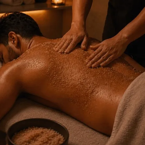 A back massage in the treatment room